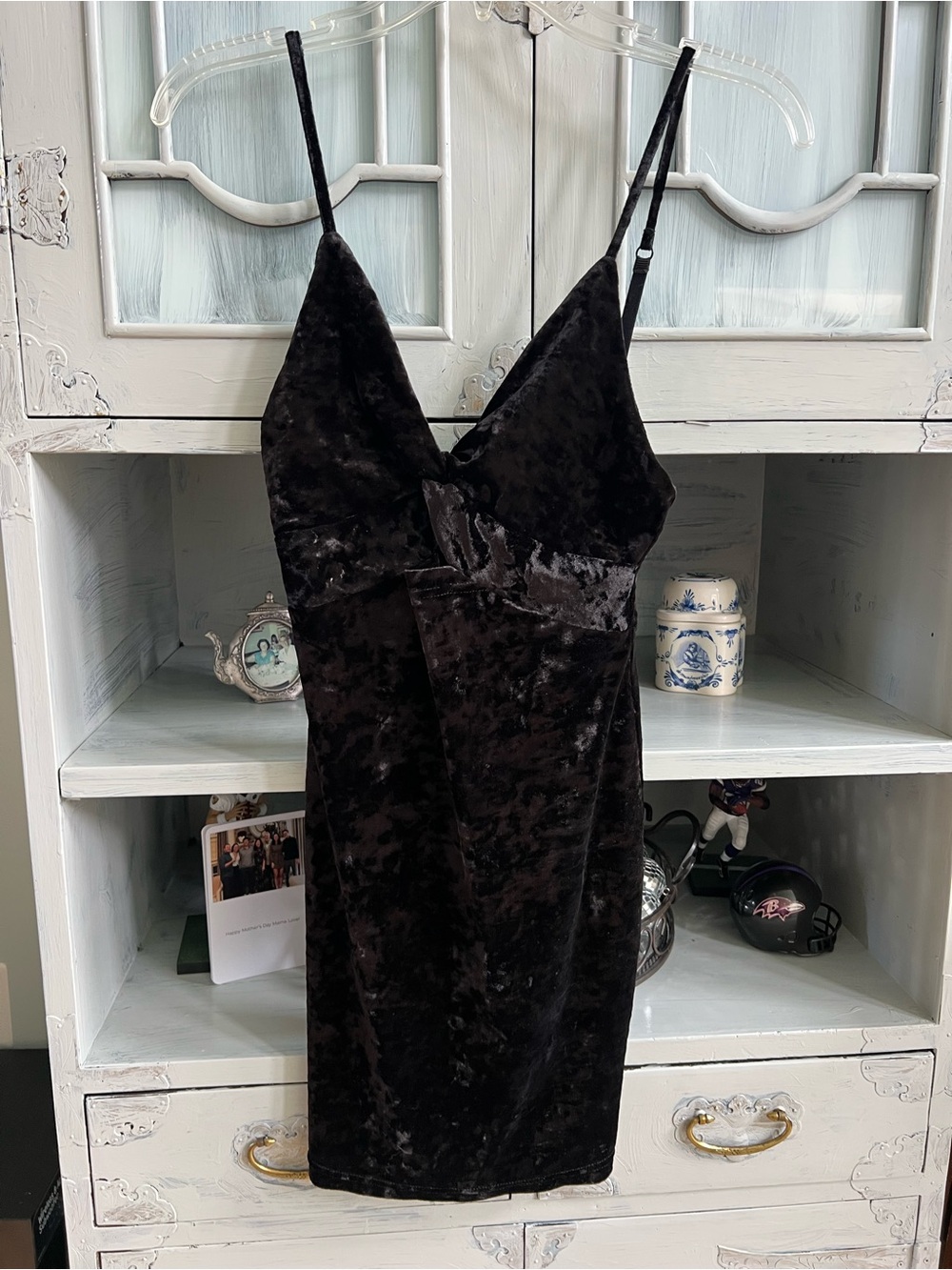 Free people Black Velvet Slip Dress with Spaghetti Straps XS